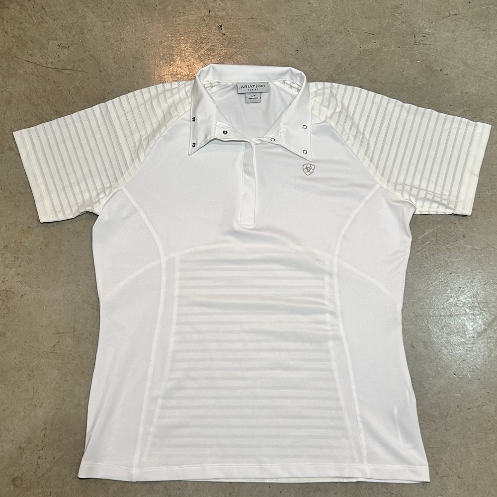 Ariat Pro Series Polo Shirt Womens Large White Equestrian Performance Vented